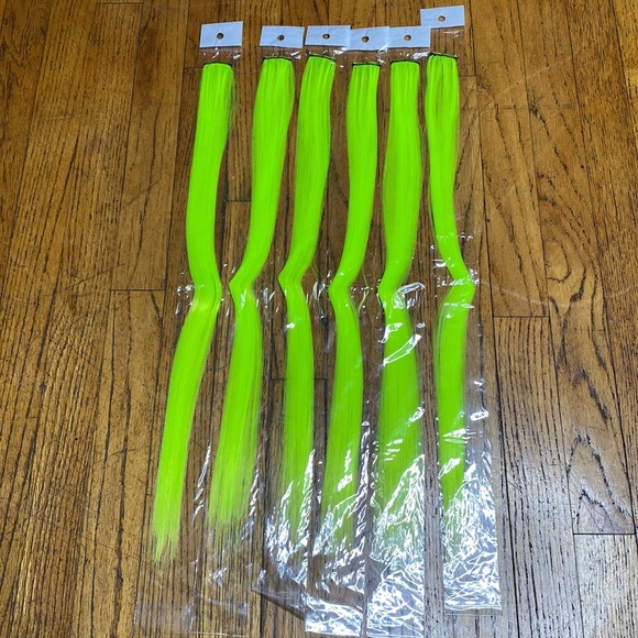 Neon Yellow Hair Clip-Ins 22inch - Picture 3 of 4